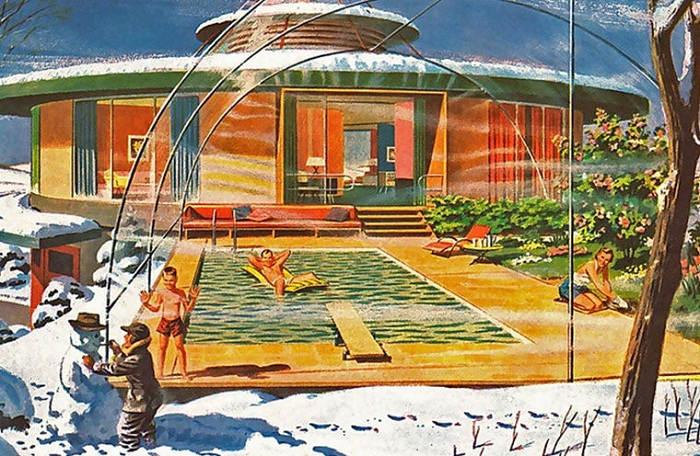 Купол с тропическим климатом во время снежной зимы. Купол с тропическим климатом во время снежной зимы.