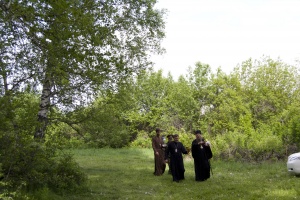 Молебен на открытии Семейного Православного Палаточного Казачьего лагеря в Ложках