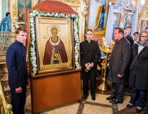 Торжественная встреча иконы преподобного Сергия Радонежского в Вознесенском кафедральном соборе